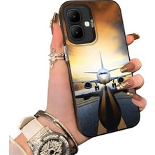 HONTINGA Infinix Smart 10 ile Uyumlu Kılıf Silikon Kenar Sert Arka Kamera Koruyucu Basitlik Anti Düşme Kamera Sevgili Çift Kılıf Uçak Desen Couple Telefon Kılıfı K1-1805