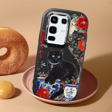 HONTINGA Infinix Note 50 Pro ile Uyumlu Kılıf Kamera Korumalı Düşüme Önleyici Kamera Koruyucu Siyah Yumuşak Silikon Sevgili Çift Telefon Kılıfı Kedili Kılıf Desenli K4-0502