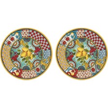 LuckyArt Lucky Art Lemozia Melamin 2'li Tabak Seti - 36 cm
