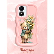 HONTINGA Vivo Y02S Uyumlu Kılıf Düşüme Önleyici Basitlik Anti Düşme Kamera Koruyucu Basit Pembe Yumuşak Silikon Sevgili Çift Telefon Kılıfı Ayıcık Desen K9-0354