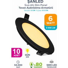 ŞANLED 6W Sıva Altı Slim LED Panel Spot Siyah Kasa Gün Işığı 500 Lümen 10 Adet