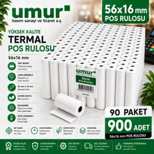 Umur 56X16 mm Termal Pos Rulosu Pos Kağıdı 900 Adet (90 Paket x 10 Adet)