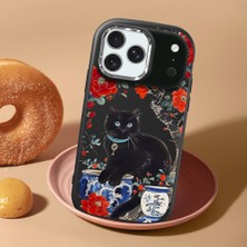 HONTINGA iPhone 18 Pro ile Uyumlu Kılıf Kamera Korumalı Düşüme Önleyici Kamera Koruyucu Siyah Yumuşak Silikon Sevgili Çift Telefon Kılıfı Kedili Kılıf Desenli K4-0502