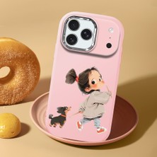 HONTINGA iPhone 18 Pro ile Uyumlu Kılıf Kamera Korumalı Düşüme Önleyici Kamera Koruyucu Pembe Yumuşak Silikon Sevgili Çift Telefon Kılıfı Kız Kılıf Desenli K4-0503