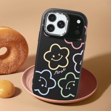 HONTINGA iPhone 18 Pro ile Uyumlu Kılıf Kamera Korumalı Düşüme Önleyici Kamera Koruyucu Siyah Yumuşak Silikon Sevgili Çift Telefon Kılıfı Çiçekli Kılıf Desenli K4-0505