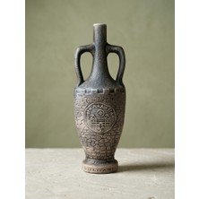 Hureggo Vintage Bulgaristan Tsarevets Kalesi Kabartmalı Otantik Seramik Vazo / Amfora (32 Cm)