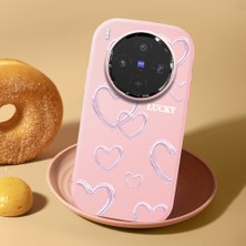 HONTINGA Vivo X300 ile Uyumlu Kılıf Kamera Korumalı Düşüme Önleyici Kamera Koruyucu Pembe Yumuşak Silikon Sevgili Çift Telefon Kılıfı Kalp Kılıf Desenli K4-0504