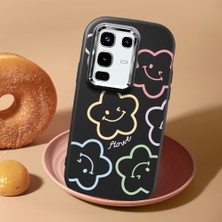 HONTINGA Infinix Note 50 Pro ile Uyumlu Kılıf Kamera Korumalı Düşüme Önleyici Kamera Koruyucu Siyah Yumuşak Silikon Sevgili Çift Telefon Kılıfı Çiçekli Kılıf Desenli K4-0505
