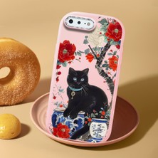 HONTINGA iPhone 8 Plus ile Uyumlu Kılıf Kamera Korumalı Düşüme Önleyici Kamera Koruyucu Pembe Yumuşak Silikon Sevgili Çift Telefon Kılıfı Kedili Kılıf Desenli K4-0502