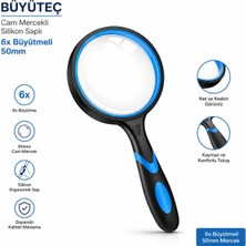 Labolist Büyüteç - Cam Mercekli - Silikon Saplı - 6x Büyütmeli - 50MM