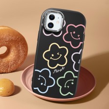 HONTINGA iPhone 12 Mini ile Uyumlu Kılıf Kamera Korumalı Düşüme Önleyici Kamera Koruyucu Siyah Yumuşak Silikon Sevgili Çift Telefon Kılıfı Çiçekli Kılıf Desenli K4-0505
