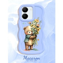 HONTINGA Vivo Y27S Uyumlu Kılıf Düşüme Önleyici Basitlik Anti Düşme Kamera Koruyucu Basit Mavi Yumuşak Silikon Sevgili Çift Telefon Kılıfı Ayıcık Desen K9-0354