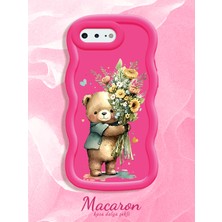 HONTINGA iPhone 8 Plus Uyumlu Kılıf Düşüme Önleyici Basitlik Anti Düşme Kamera Koruyucu Basit Kırmızı Yumuşak Silikon Sevgili Çift Telefon Kılıfı Ayıcık Desen K9-0354