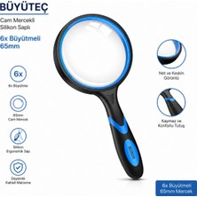 Labolist Büyüteç - Cam Mercekli - Silikon Saplı - 6x Büyütmeli - 65MM