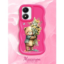 HONTINGA Vivo Y02S Uyumlu Kılıf Düşüme Önleyici Basitlik Anti Düşme Kamera Koruyucu Basit Kırmızı Yumuşak Silikon Sevgili Çift Telefon Kılıfı Ayıcık Desen K9-0354