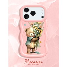 HONTINGA iPhone 18 Pro Uyumlu Kılıf Düşüme Önleyici Basitlik Anti Düşme Kamera Koruyucu Basit Pembe Yumuşak Silikon Sevgili Çift Telefon Kılıfı Ayıcık Desen K9-0354