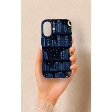 Vip Case iPhone 16 Uyumlu Gece Temalı Kitaplık Desenli Silikon Kılıf