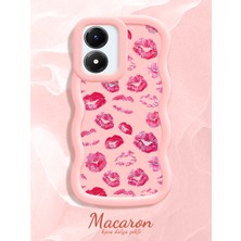 HONTINGA Vivo Y02S Uyumlu Kılıf Düşüme Önleyici Basitlik Anti Düşme Kamera Koruyucu Basit Pembe Yumuşak Silikon Sevgili Çift Telefon Kılıfı Öpücük Desen K9-0352