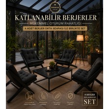 Evdera Mobilya 4lü Sehpalı Dinlenme Koltuğu Berjer Balkon Koltuğu Bahçe Kotuğu Tv Sandalyesi
