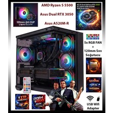Comloji Ga-S Gaming Asus Rtx 3050 - R5 5500 - 16GB Ram - 1tb M.2 SSD Akvaryum Kasa Sıvı Soğutuculu Oyuncu Bilgisayarı