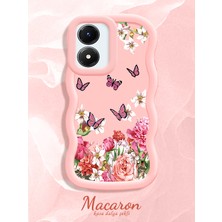 HONTINGA Vivo Y02S Uyumlu Kılıf Düşüme Önleyici Basitlik Anti Düşme Kamera Koruyucu Basit Pembe Yumuşak Silikon Sevgili Çift Telefon Kılıfı Kelebek Desen K9-0353