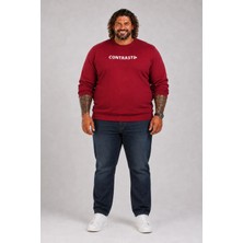 Moc Grande Mocgrande Erkek Büyük Beden Sıfır Yaka Sweat Bless 23205 Bordo