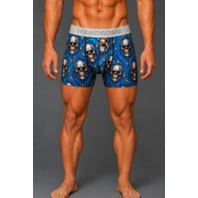 Brem Handsome Mavi Kurukafa Desenli Erkek Boxer