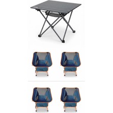 Kılıçaslan Camp Madfox Apex Katlanabilir Alüminyum Kamp Masası (2 Kişilik) +4 Adet Foldmesh Kompakt Sandalye Navy Sparl