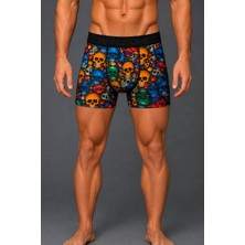 Brem Handsome Renkli Kurukafa Desenli Erkek Boxer