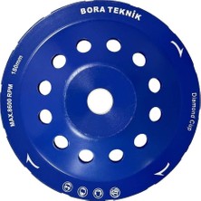Universal Bora Teknik Çift Sıra Elmas Çanak - Beton Taş Yüzey Silme Temizleme Diski 180 mm
