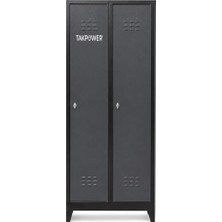 Takpower 2 Kapaklı Metal Dolap - Soyunma Dolabı Antrasit Gri