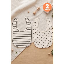 Just Inner Kız Bebek 2'li Pamuklu Önlük Kalpli Çizgili Çıtçıtlı Çift Katlı Cilt Dostu (684304)