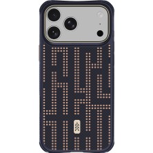 iPhone 18 Pro Max Kılıf M-Safe Şarj Özellikli Raptic Aramid Dual Grid Serisi Karbon Kapak Lacivert