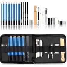 Sanathobi Kara Kalem Çizim Seti, Eskiz Kalem Seti, Dereceli Kalem Set, Hediye-Çanta KALEMLIK-33PARÇA