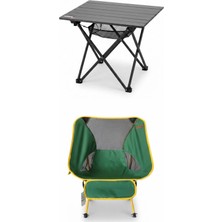 Kılıçaslan Camp Madfox Apex Katlanabilir Alüminyum Kamp Masası (Motorcu Masası) +1 Adet Foldmesh Kompakt Sandalye Savanna Lime