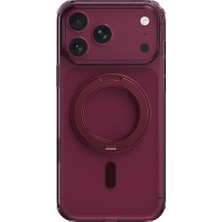 iPhone 18 Pro Kılıf M-Safe Özellikli Raptic Air Stand Serisi Aynalı Arka Yüzey Standlı Kapak Bordo