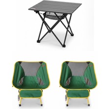 Kılıçaslan Camp Madfox Apex Katlanabilir Alüminyum Kamp Masası (Motorcu Masası) +2 Adet Foldmesh Kompakt Sandalye Savanna Lime