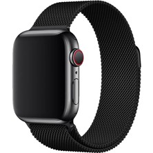 Bipower Apple Watch Uyumlu 42-44-45-49MM Krd1 Metal Hasır Kordon Siyah