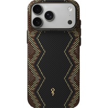 iPhone 18 Pro Kılıf M-Safe Şarj Özellikli Raptic Aramid Skin Scepter Serisi Karbon Kapak Siyah