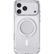 iPhone 18 Pro Max Kılıf M-Safe Özellikli Raptic Air Stand Serisi Aynalı Arka Yüzey Standlı Şeffaf