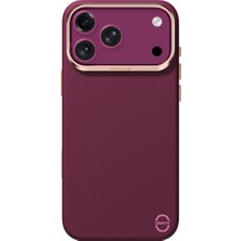 iPhone 18 Pro Max Uyumlu Kılıf M-Safe Şarj Özellikli Polimerik Deri Raptic Urban Nano Kapak Mürdüm