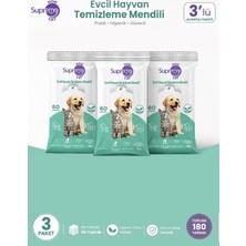 Supreme Yeşil Çaylı Kedi ve Köpek Temizleme Mendili 60 Adet 3'lü Paket