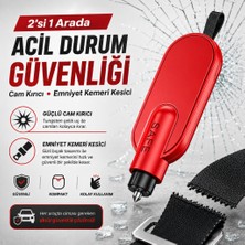 Coofbe Oto Acil Durum Kiti 2’si 1 Arada Cam Kırıcı Emniyet Kemeri Kesici Tungsten Çelik Uçlu