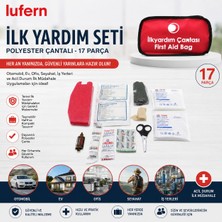 Lufern Ilk Yardım Seti Polyester Çantalı 17 Parça Gazlı Bez Sargı Yara Bandı Makas Çanta Ev Ofis Acil Durum