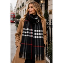 Aquasis London Ekose Oversize Şal Atkı Omuz Şalı | 50 x 190 cm | Yumuşak Dokulu, Püsküllü