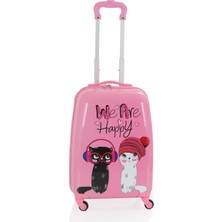 MÇS V307 ABS ÇOCUK VALİZ-PEMBE - HAPPY BASKI
