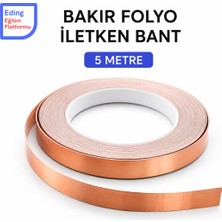 Eding Eğitim Platformu Bakır Folyo Iletken Bant 3 mm x 5 Metre – Kağıt Devre, Elektronik Devre ,vitray ve Rezistans Yapışkanlı Bakır Folyo Bant