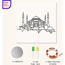 Eding Eğitim Platformu Eding Lightcircuit Ayasofya-I Kebir Cami-I Şerifi Müze Kağıt Devre Eğitim Kiti | Paper Circuits Elektrik Deney| Stem CR2032 LED ve Bakır Iletken Bant
