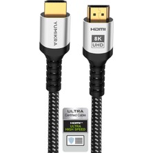 YUMIKRA 1 Metre Ultra Sertifikalı HDMI 2.1 Kablo, 8K@60Hz, 4K@240Hz, 48 Gbit/s, HDMI Sertifikalı, Alüminyum Gövde