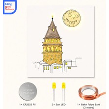 Eding Eğitim Platformu Lightcircuit Istanbul Galata Kulesi Elektrik Kağıt Devre Eğitim Kiti | Paper Circuits Elektrik Deney| Stem CR2032 LED ve Bakır Iletken Bant
